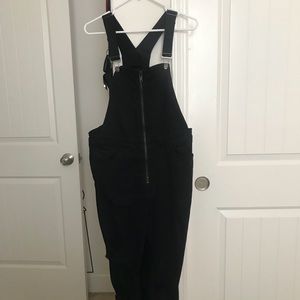 Black distressed pant overalls